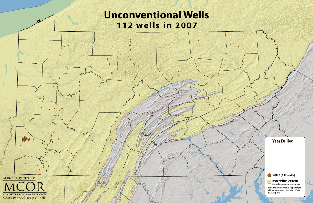 Entwicklung der Bohrungen im Marcellus Shale von 2007 - 2011